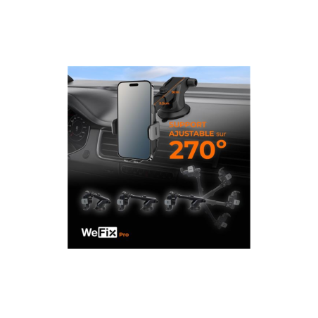 Support voiture Wefix Pro avec charge à induction 3 en 1 15 W + Câble Noir — Accessoire · Smarty Paris 18e